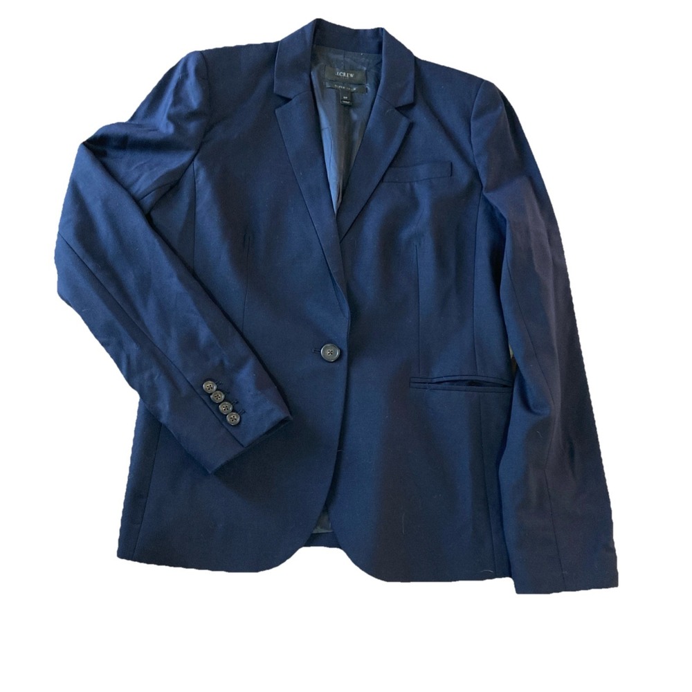 J. Crew 1035 Super 120's Blazer Sz 10 Tall Navy Wool Schoolboy Jacket Academia - Picture 3 of 11